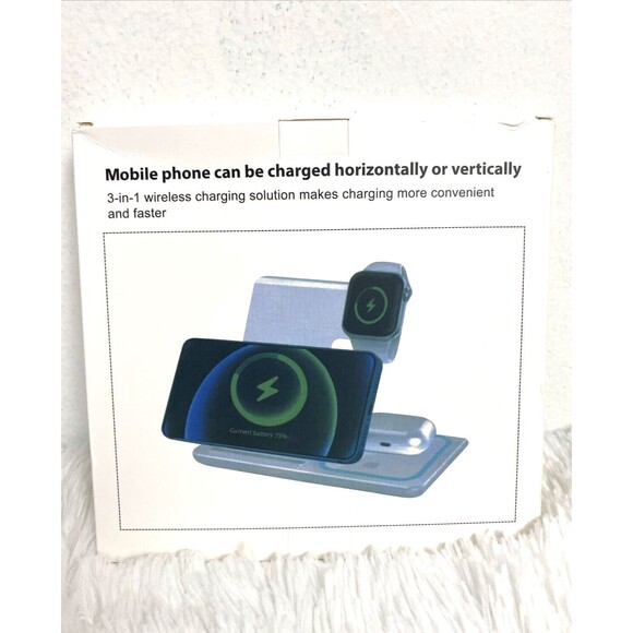 3-in-1 Wireless Charger Compatible Mobile phone Apple iWatch Bluetooth - Picture 2 of 7